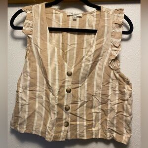 Linen button down striped Madewell blouse tank